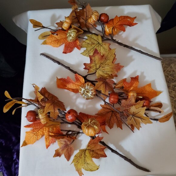 Maple Leaf and Pumpkin 12” Branches – Orange, Yellow, Red, and Gold – Set of (3) - Picture 12 of 12